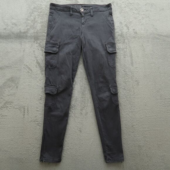 Guess Cargo Jeans Women's Size 27 Gray Low-Rise Power Skinny Denim 29" Inseam - Picture 1 of 16